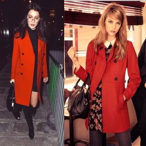 ❌Cherry Red Coat with Black and Gold Buttons